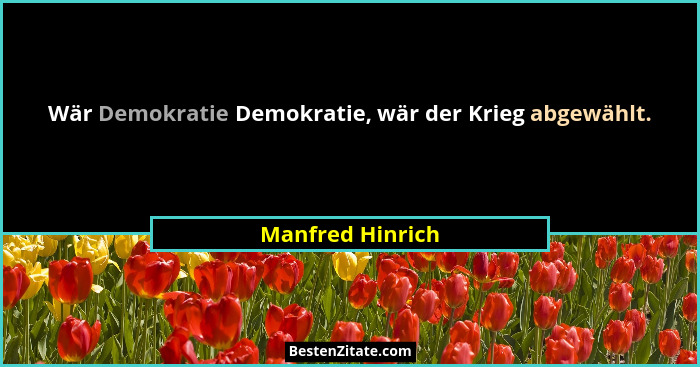Wär Demokratie Demokratie, wär der Krieg abgewählt.... - Manfred Hinrich