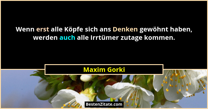 Wenn erst alle Köpfe sich ans Denken gewöhnt haben, werden auch alle Irrtümer zutage kommen.... - Maxim Gorki