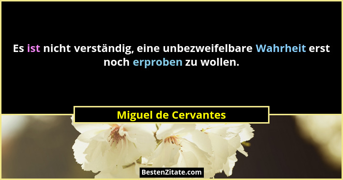 Es ist nicht verständig, eine unbezweifelbare Wahrheit erst noch erproben zu wollen.... - Miguel de Cervantes