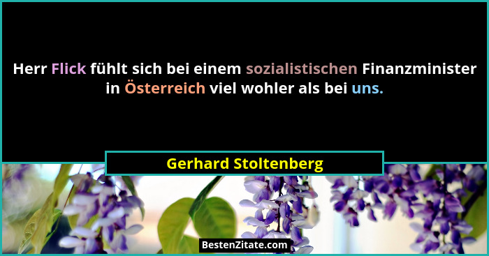 Herr Flick fühlt sich bei einem sozialistischen Finanzminister in Österreich viel wohler als bei uns.... - Gerhard Stoltenberg