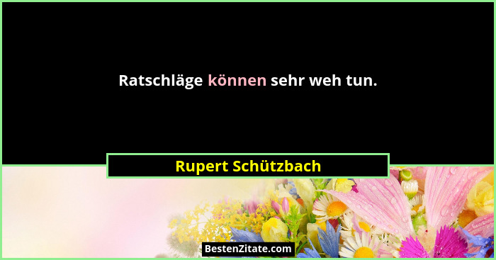 Ratschläge können sehr weh tun.... - Rupert Schützbach
