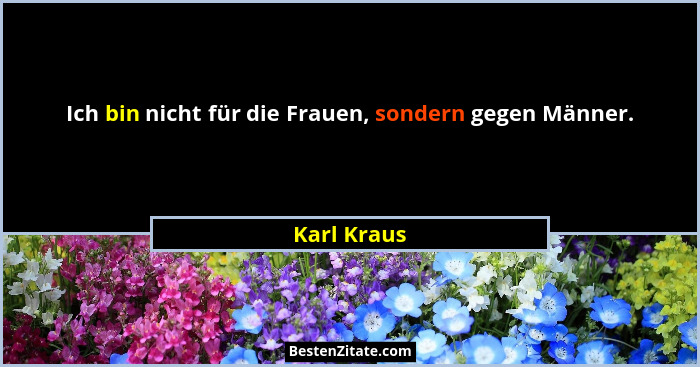 Ich bin nicht für die Frauen, sondern gegen Männer.... - Karl Kraus