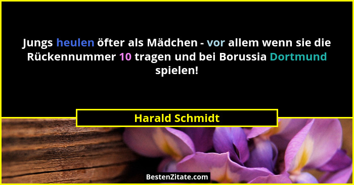 Jungs heulen öfter als Mädchen - vor allem wenn sie die Rückennummer 10 tragen und bei Borussia Dortmund spielen!... - Harald Schmidt