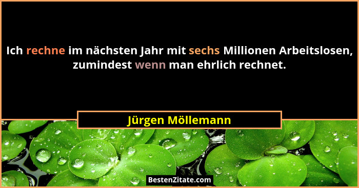 Ich rechne im nächsten Jahr mit sechs Millionen Arbeitslosen, zumindest wenn man ehrlich rechnet.... - Jürgen Möllemann
