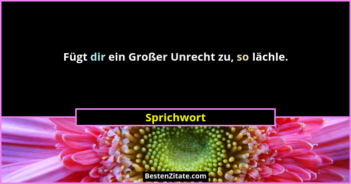 Fügt dir ein Großer Unrecht zu, so lächle.... - Sprichwort
