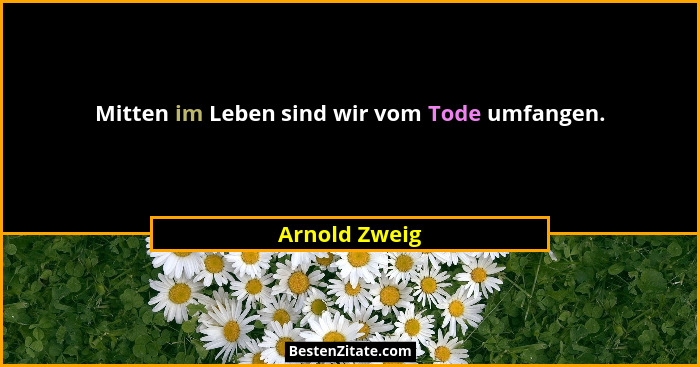 Mitten im Leben sind wir vom Tode umfangen.... - Arnold Zweig