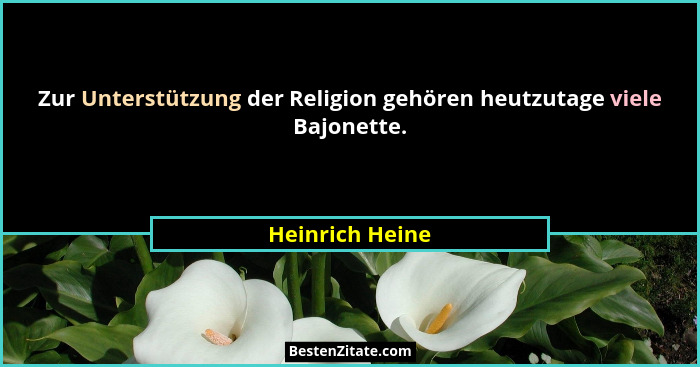 Zur Unterstützung der Religion gehören heutzutage viele Bajonette.... - Heinrich Heine