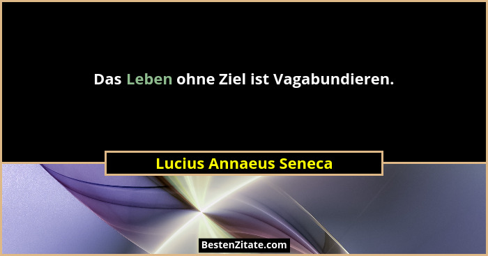 Das Leben ohne Ziel ist Vagabundieren.... - Lucius Annaeus Seneca