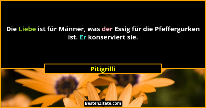 Die Liebe ist für Männer, was der Essig für die Pfeffergurken ist. Er konserviert sie.... - Pitigrilli