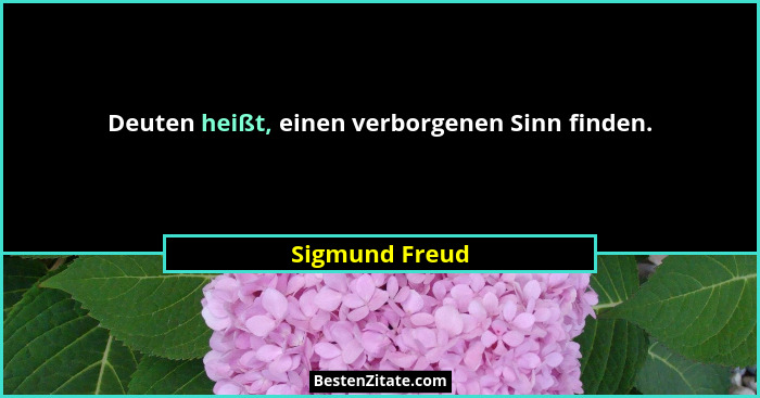 Deuten heißt, einen verborgenen Sinn finden.... - Sigmund Freud