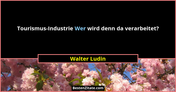 Tourismus-Industrie Wer wird denn da verarbeitet?... - Walter Ludin