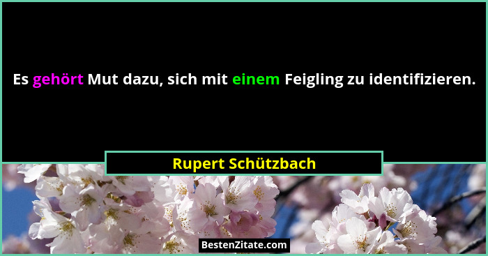 Es gehört Mut dazu, sich mit einem Feigling zu identifizieren.... - Rupert Schützbach
