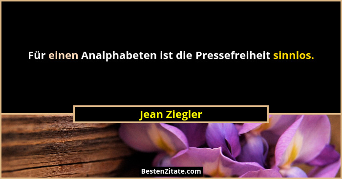 Für einen Analphabeten ist die Pressefreiheit sinnlos.... - Jean Ziegler
