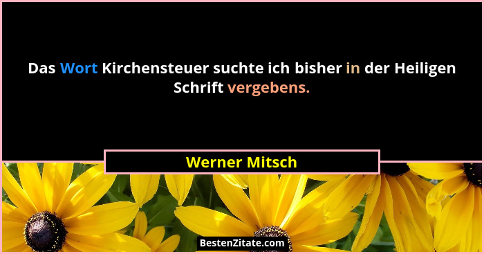 Das Wort Kirchensteuer suchte ich bisher in der Heiligen Schrift vergebens.... - Werner Mitsch