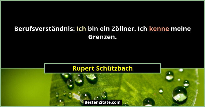 Berufsverständnis: Ich bin ein Zöllner. Ich kenne meine Grenzen.... - Rupert Schützbach