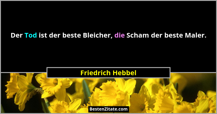 Der Tod ist der beste Bleicher, die Scham der beste Maler.... - Friedrich Hebbel