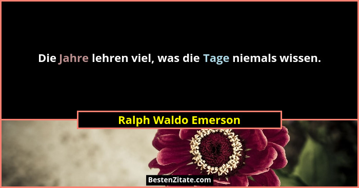 Die Jahre lehren viel, was die Tage niemals wissen.... - Ralph Waldo Emerson