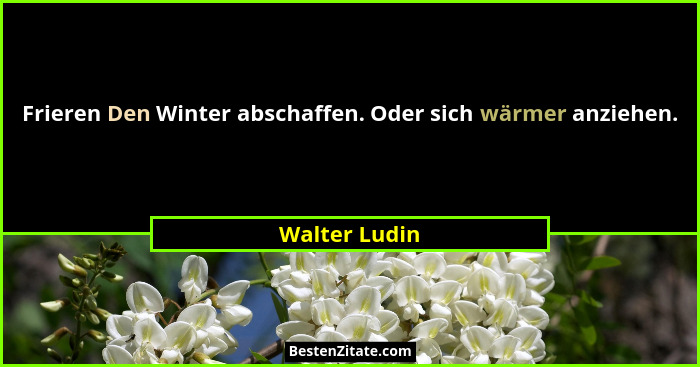 Frieren Den Winter abschaffen. Oder sich wärmer anziehen.... - Walter Ludin