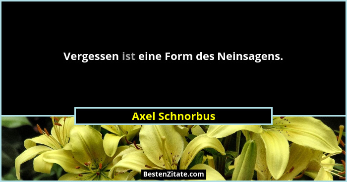 Vergessen ist eine Form des Neinsagens.... - Axel Schnorbus