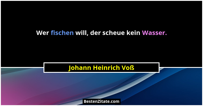 Wer fischen will, der scheue kein Wasser.... - Johann Heinrich Voß