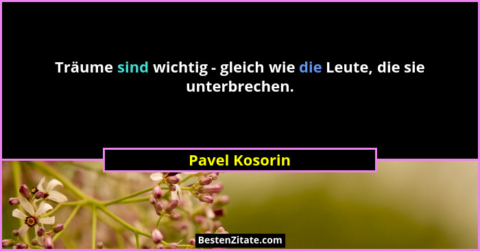 Träume sind wichtig - gleich wie die Leute, die sie unterbrechen.... - Pavel Kosorin