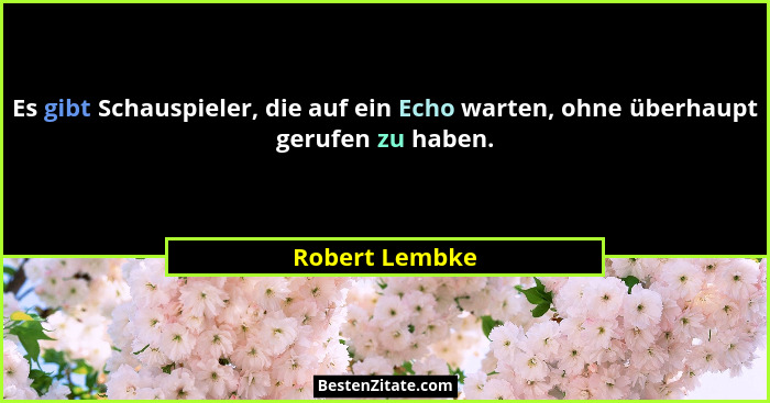 Es gibt Schauspieler, die auf ein Echo warten, ohne überhaupt gerufen zu haben.... - Robert Lembke