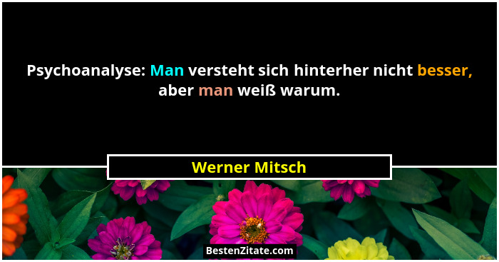 Psychoanalyse: Man versteht sich hinterher nicht besser, aber man weiß warum.... - Werner Mitsch