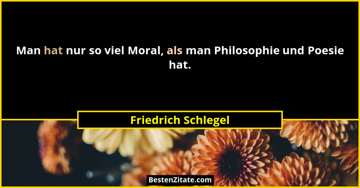 Man hat nur so viel Moral, als man Philosophie und Poesie hat.... - Friedrich Schlegel