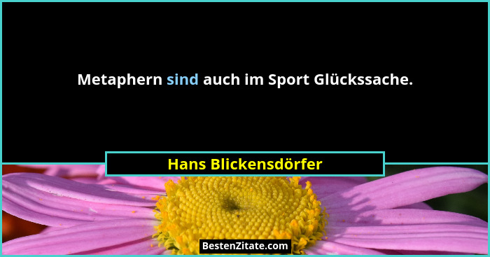 Metaphern sind auch im Sport Glückssache.... - Hans Blickensdörfer