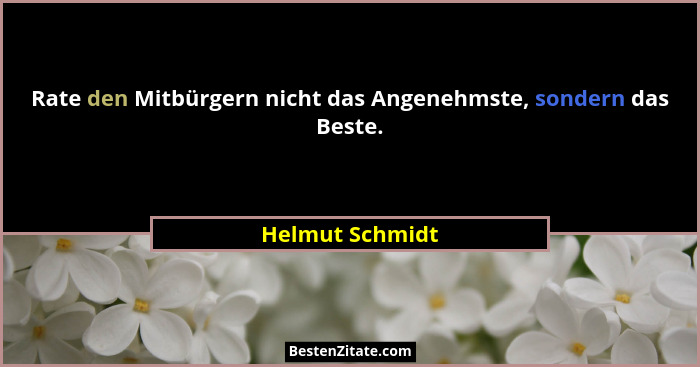 Rate den Mitbürgern nicht das Angenehmste, sondern das Beste.... - Helmut Schmidt