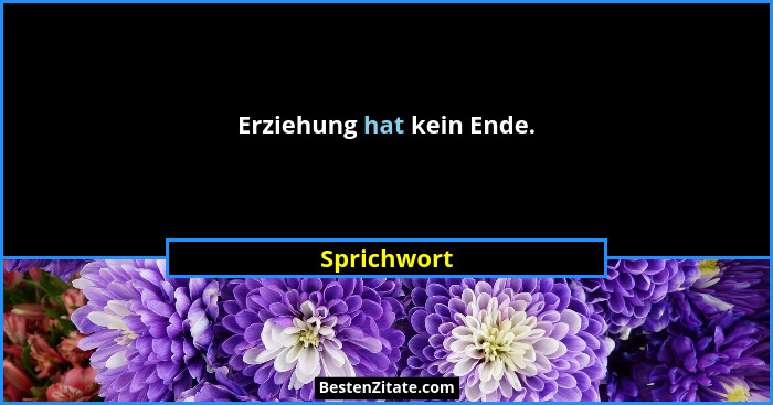 Erziehung hat kein Ende.... - Sprichwort
