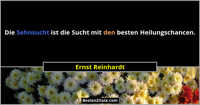 Die Sehnsucht ist die Sucht mit den besten Heilungschancen.... - Ernst Reinhardt