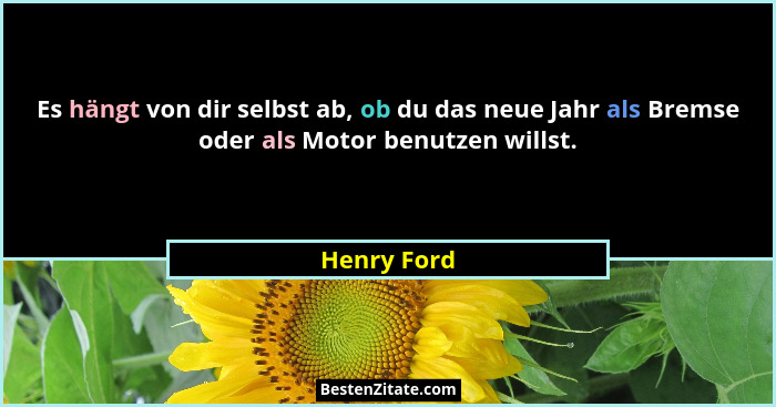 Es hängt von dir selbst ab, ob du das neue Jahr als Bremse oder als Motor benutzen willst.... - Henry Ford