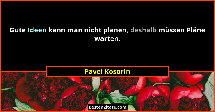 Gute Ideen kann man nicht planen, deshalb müssen Pläne warten.... - Pavel Kosorin