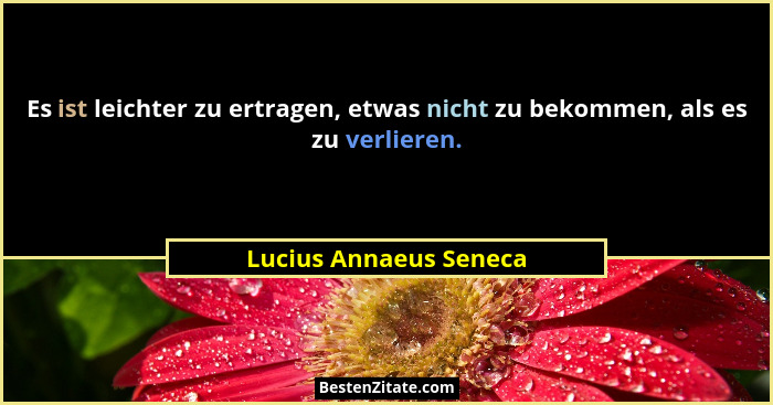Es ist leichter zu ertragen, etwas nicht zu bekommen, als es zu verlieren.... - Lucius Annaeus Seneca