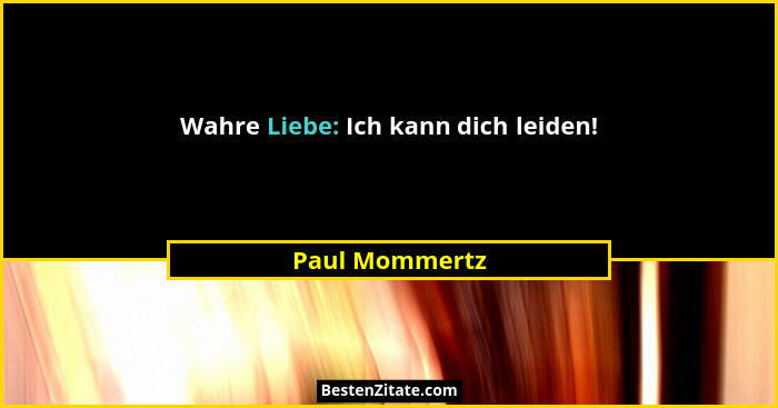 Wahre Liebe: Ich kann dich leiden!... - Paul Mommertz