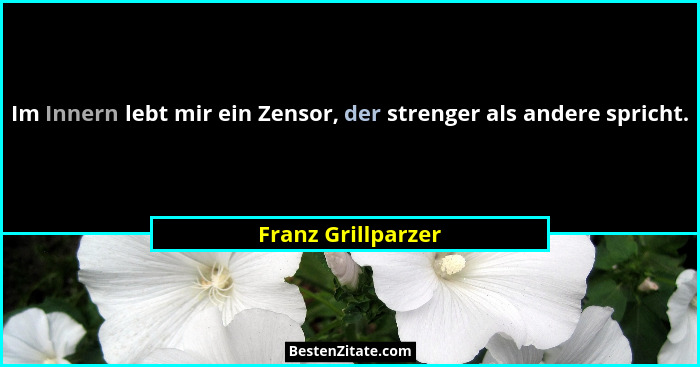 Im Innern lebt mir ein Zensor, der strenger als andere spricht.... - Franz Grillparzer