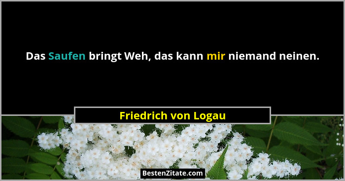 Das Saufen bringt Weh, das kann mir niemand neinen.... - Friedrich von Logau