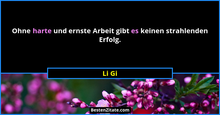 Ohne harte und ernste Arbeit gibt es keinen strahlenden Erfolg.... - Li Gi