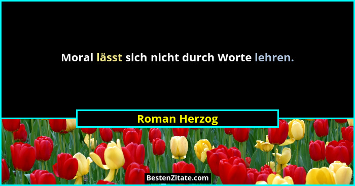 Moral lässt sich nicht durch Worte lehren.... - Roman Herzog