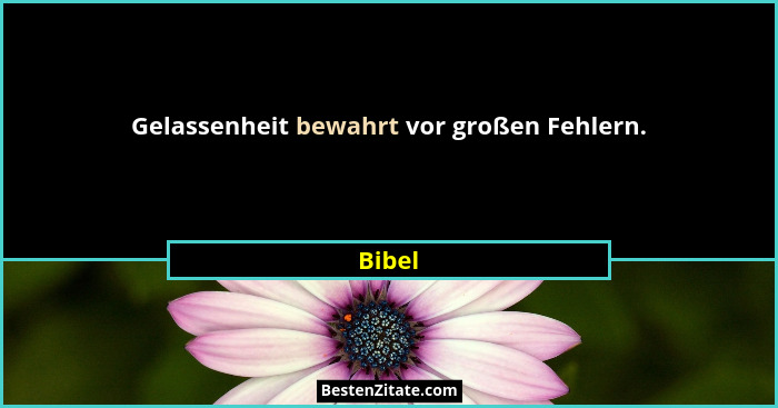 Gelassenheit bewahrt vor großen Fehlern.... - Bibel