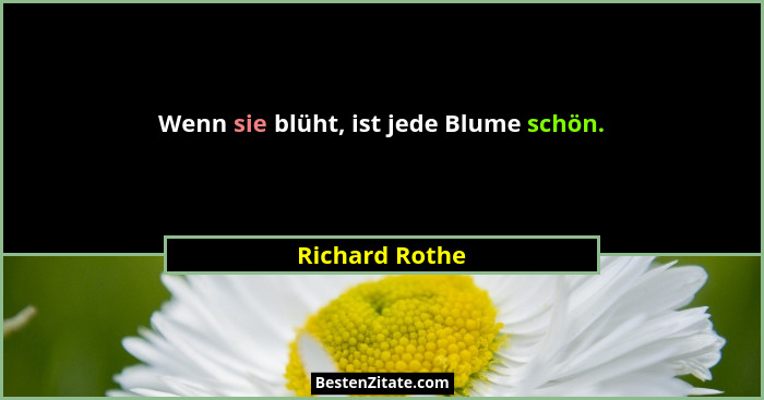 Wenn sie blüht, ist jede Blume schön.... - Richard Rothe