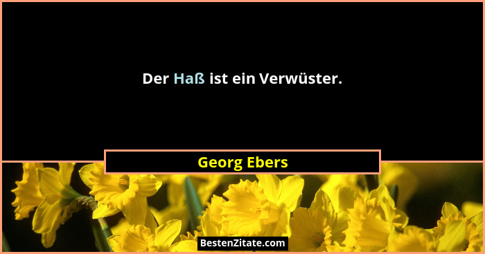 Der Haß ist ein Verwüster.... - Georg Ebers