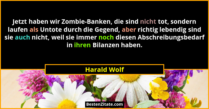 Jetzt haben wir Zombie-Banken, die sind nicht tot, sondern laufen als Untote durch die Gegend, aber richtig lebendig sind sie auch nicht... - Harald Wolf