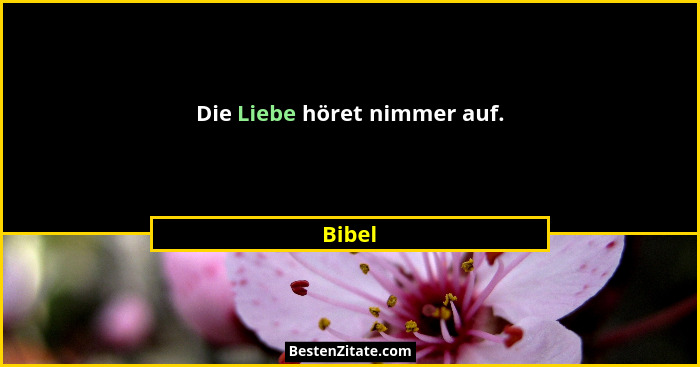 Die Liebe höret nimmer auf.... - Bibel