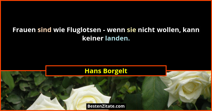 Frauen sind wie Fluglotsen - wenn sie nicht wollen, kann keiner landen.... - Hans Borgelt