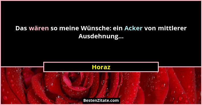 Das wären so meine Wünsche: ein Acker von mittlerer Ausdehnung...... - Horaz