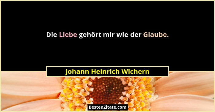 Die Liebe gehört mir wie der Glaube.... - Johann Heinrich Wichern