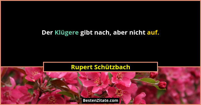 Der Klügere gibt nach, aber nicht auf.... - Rupert Schützbach