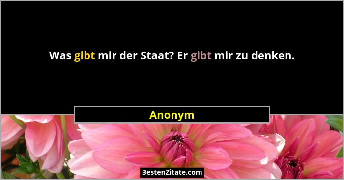 Was gibt mir der Staat? Er gibt mir zu denken.... - Anonym